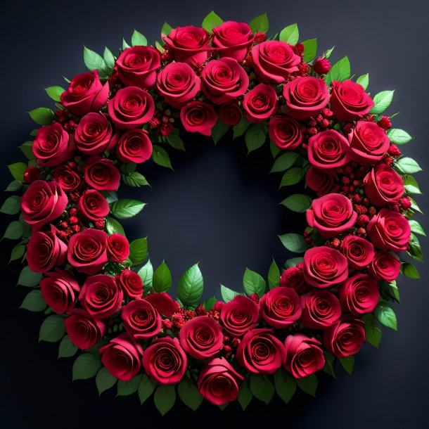 Pic of a crimson wreath of roses