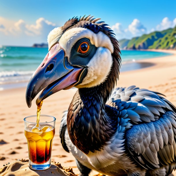 Foto de uma bebida de um dodô na praia