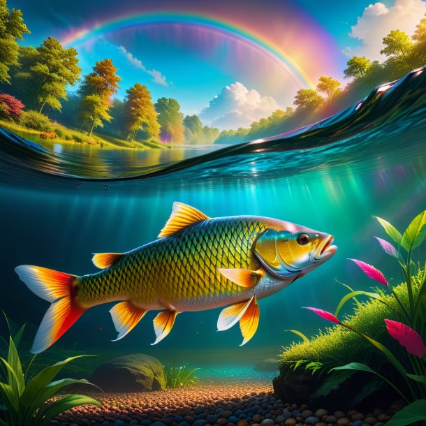 Photo of a waiting of a carp on the rainbow