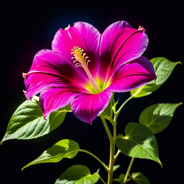 Imagery of a hot pink ipomoea tricolor