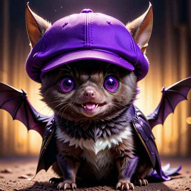 Photo d'une chauve-souris dans une casquette violette