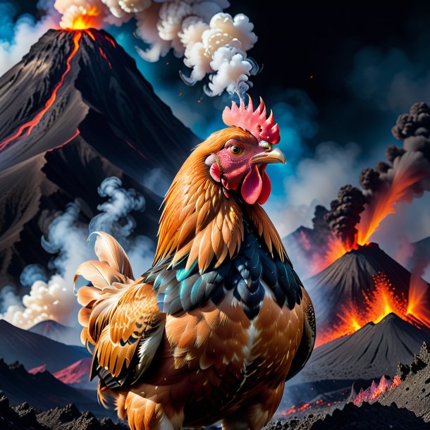 Image d'une fumeur de poule dans le volcan