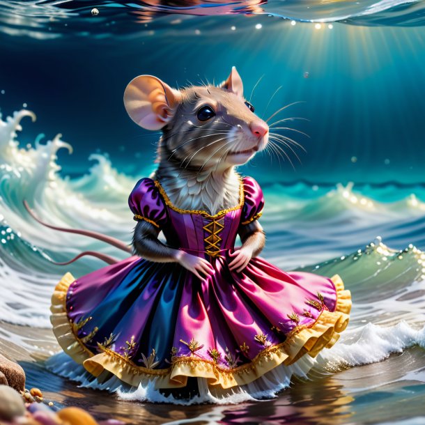 Pic d'un rat dans une robe dans la mer