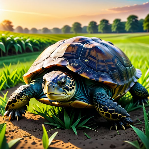 Image of a playing of a turtle on the field