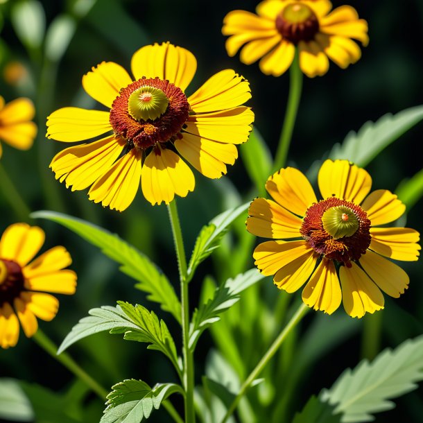 "depicting of a yellow helenium, smooth"