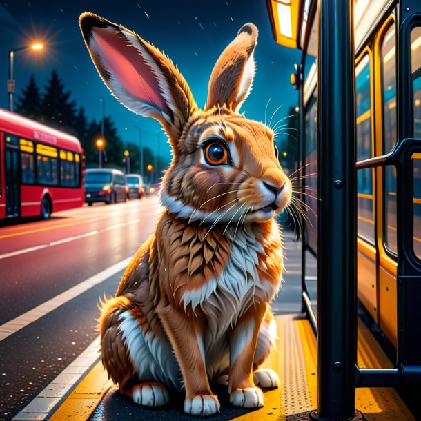 Image of a crying of a hare on the bus stop