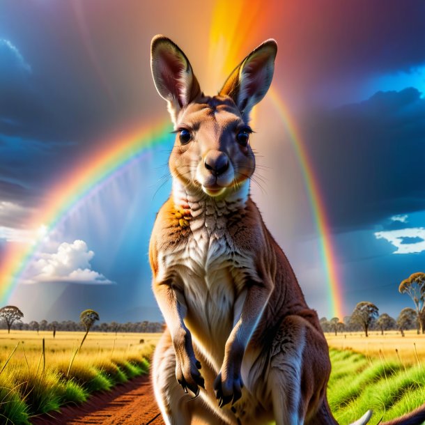 Pic of a threatening of a kangaroo on the rainbow