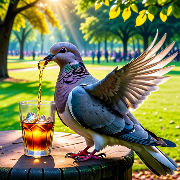 Photo of a drinking of a dove in the park