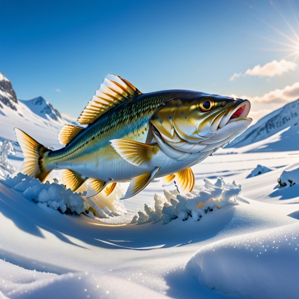 Pic of a playing of a haddock in the snow