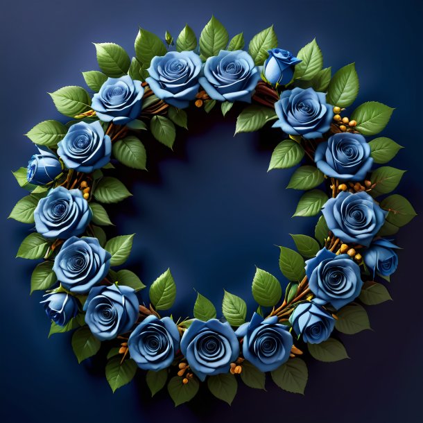 Figure of a navy blue wreath of roses