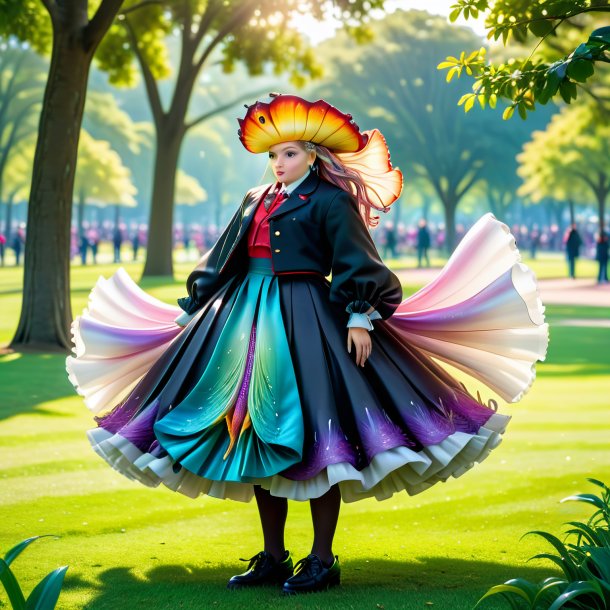 Picture of a cuttlefish in a skirt in the park