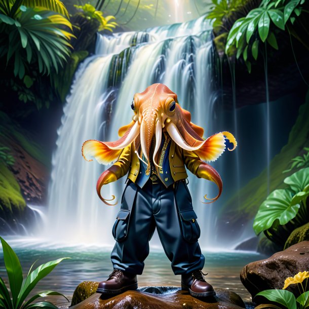 Image of a cuttlefish in a trousers in the waterfall