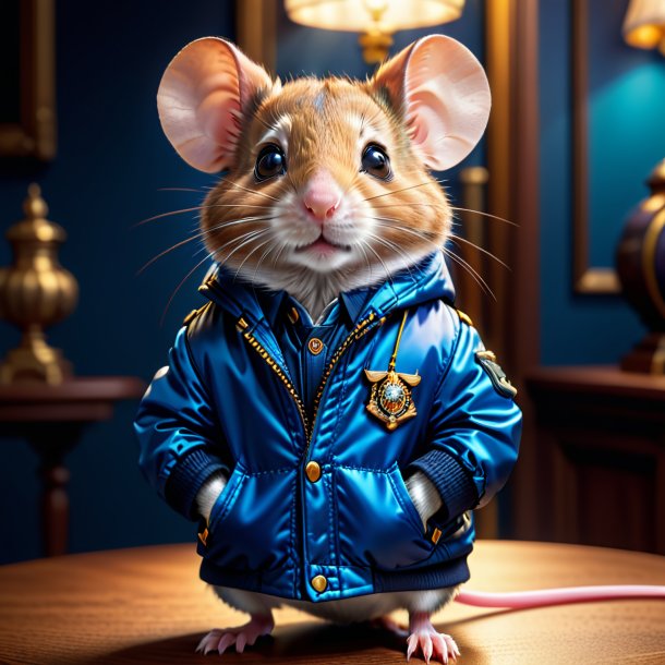 Picture of a mouse in a blue jacket