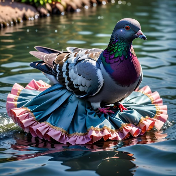 Photo d'un pigeon dans une jupe dans l'eau