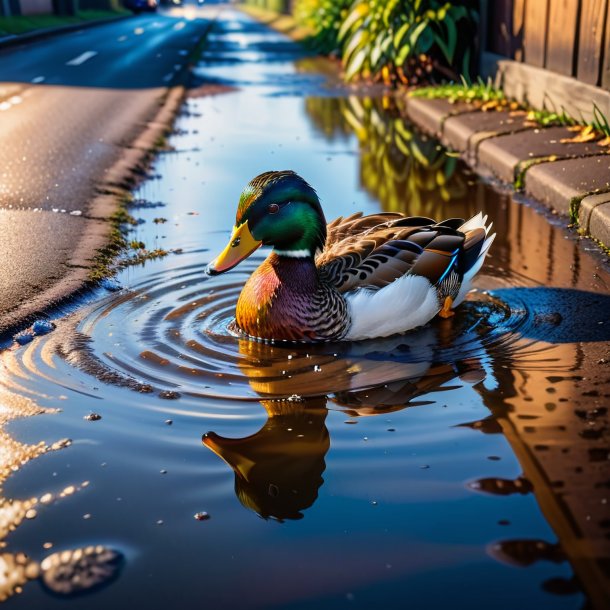 Photo d'une consommation de canard dans la flaque