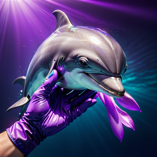 Image of a dolphin in a purple gloves