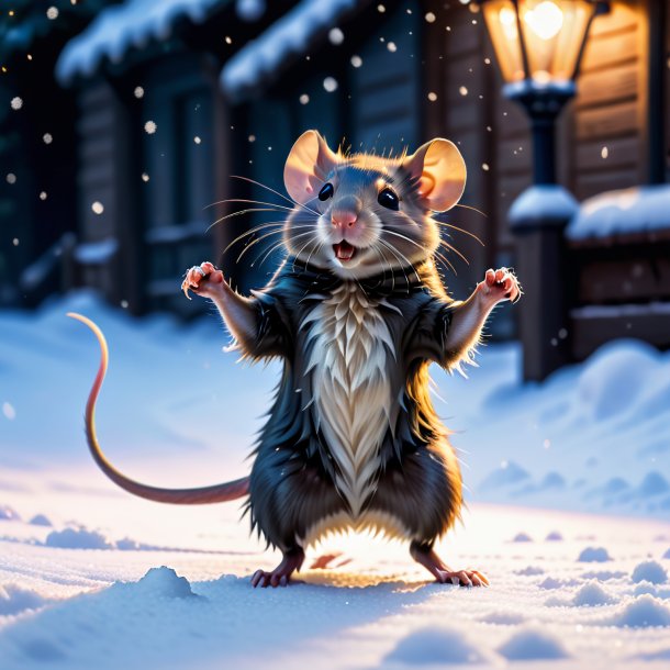 Pic d'une danse d'un rat dans la neige