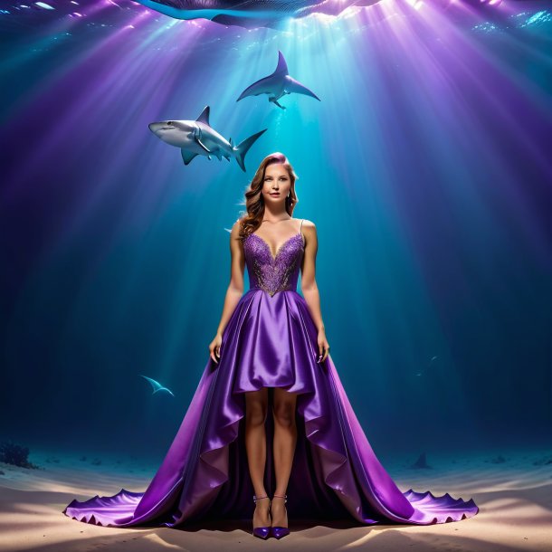 Photo of a shark in a purple dress