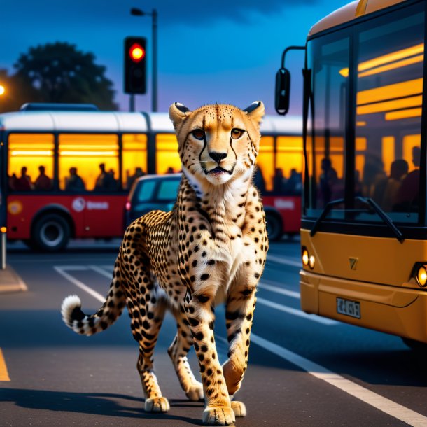 Photo of a dancing of a cheetah on the bus stop