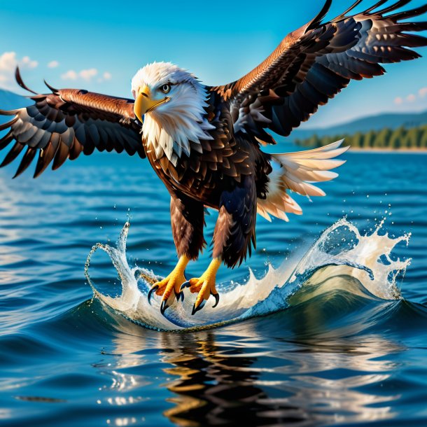 Photo of a eagle in a trousers in the water