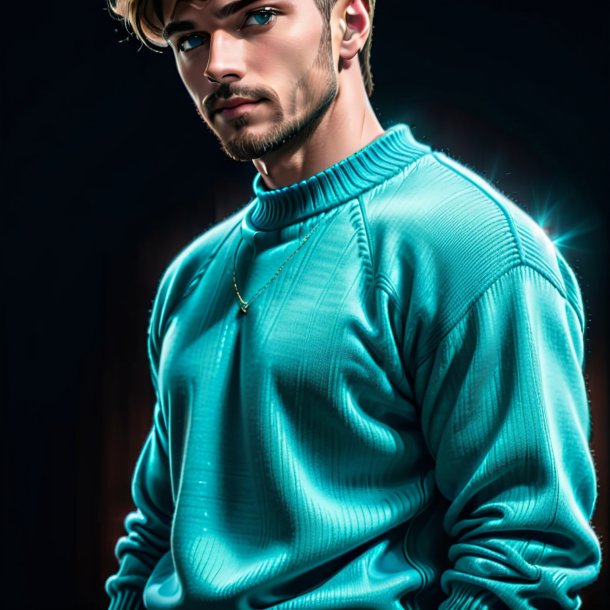 Drawing of a cyan sweater from iron