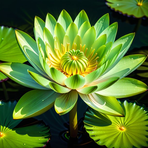 "figure of a green water lily, yellow"