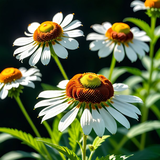"imagery of a white helenium, smooth"