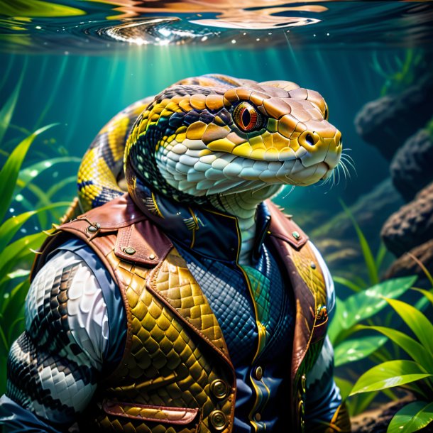 Picture of a snake in a vest in the water