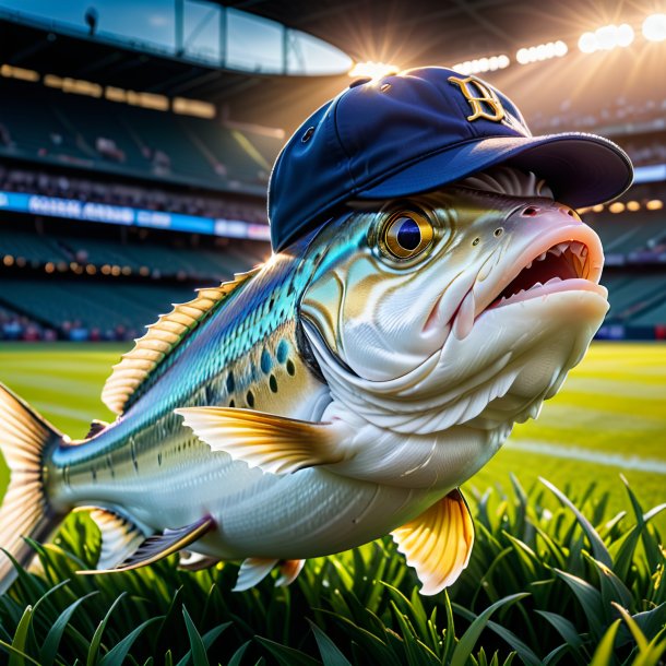 Pic of a haddock in a cap on the field