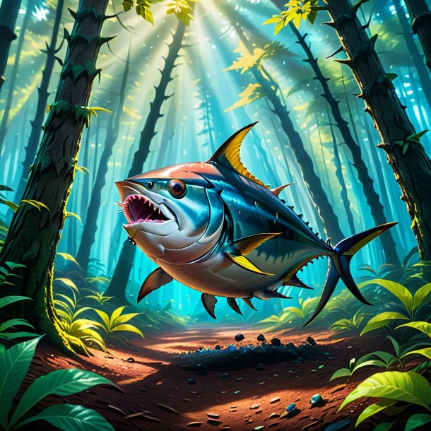 Image of a playing of a tuna in the forest