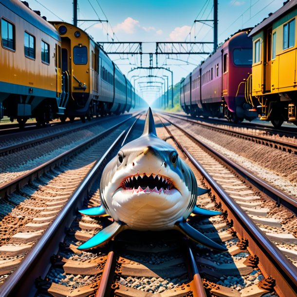 Pic of a waiting of a shark on the railway tracks