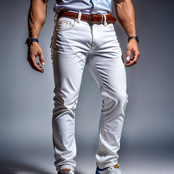 Retrato de um jeans branco de argila