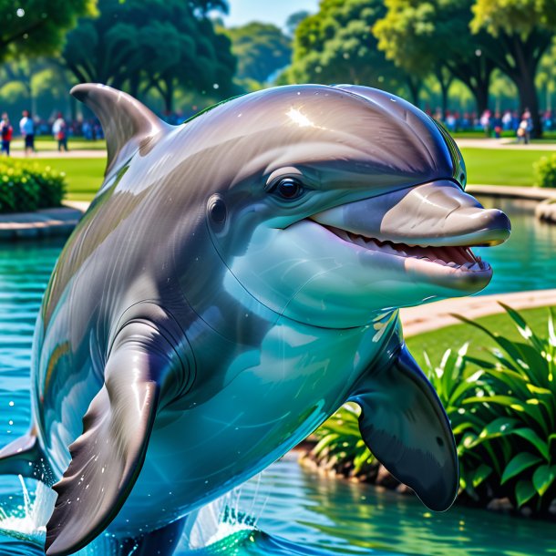 Photo of a smiling of a dolphin in the park