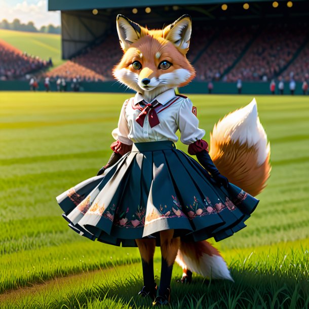 Drawing of a fox in a skirt on the field