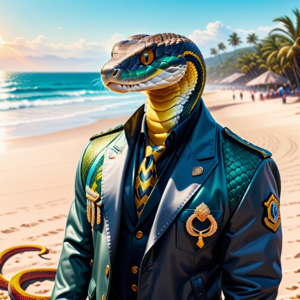 Drawing of a snake in a jacket on the beach