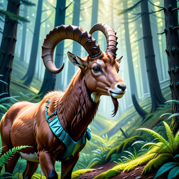 Illustration of a ibex in a gloves in the forest