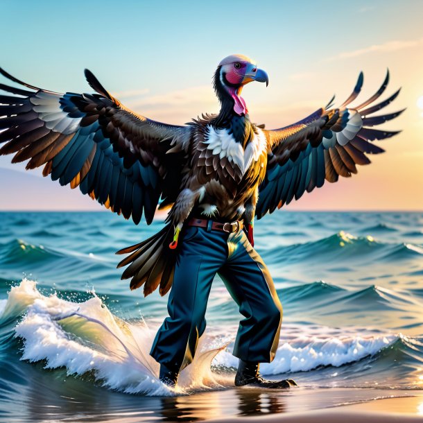 Pic of a vulture in a trousers in the sea