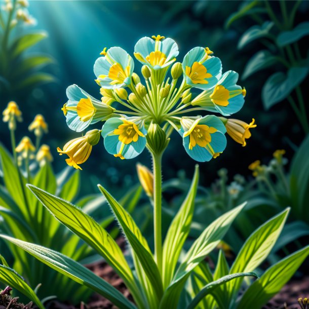 Ilustração de um aquamarine virginia cowslip