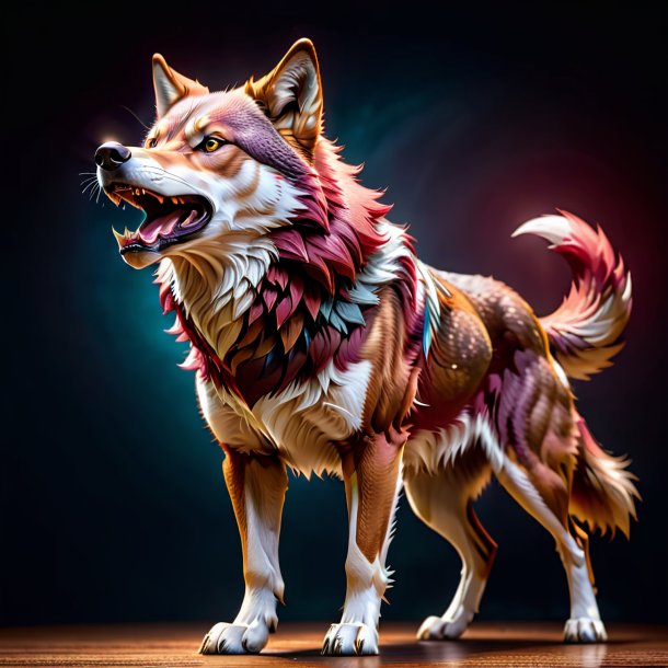 Image of a maroon dancing wolf