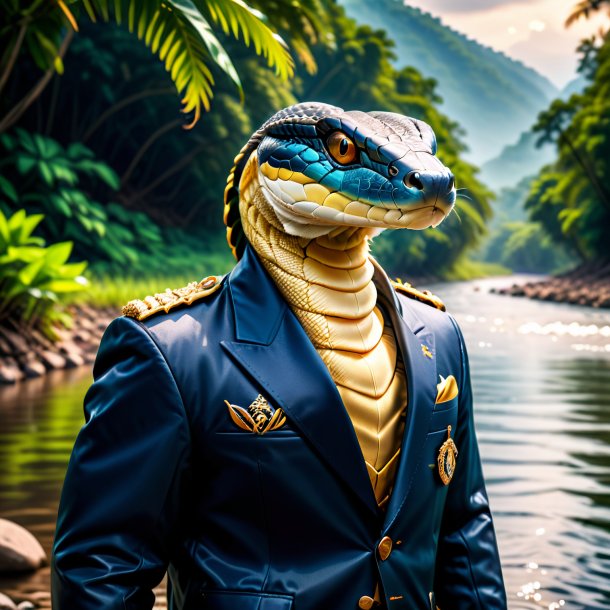 Pic d'un cobra roi dans une veste dans la rivière