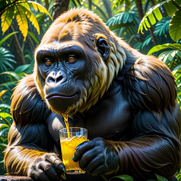 Image of a yellow drinking gorilla