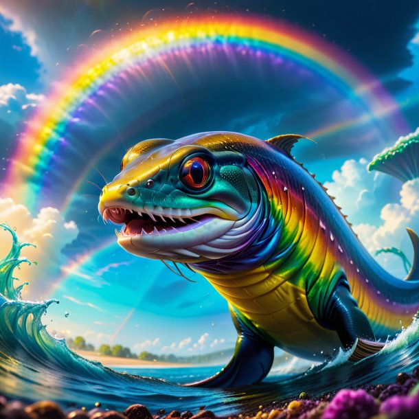 Picture of a threatening of a eel on the rainbow