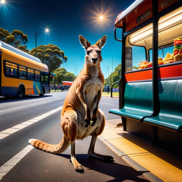 Pic of a eating of a kangaroo on the bus stop