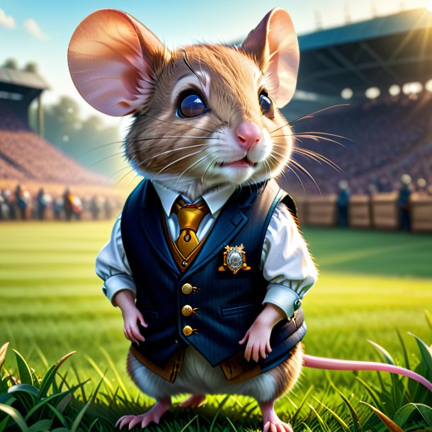 Illustration of a mouse in a vest on the field