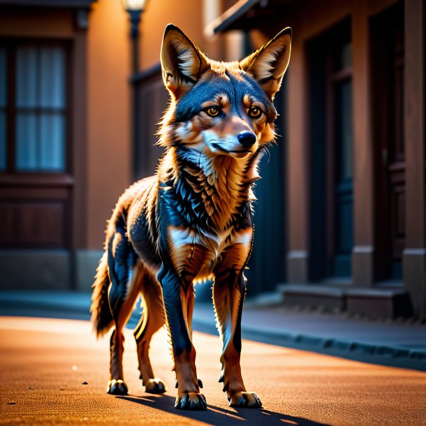 Photo of a jackal in a brown jeans