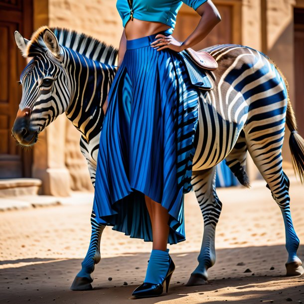 Photo of a zebra in a blue skirt