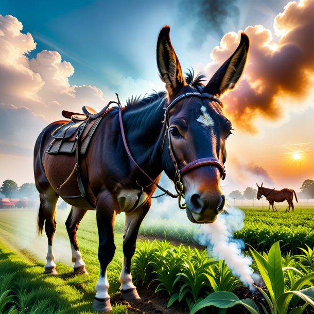 Pic of a smoking of a mule on the field