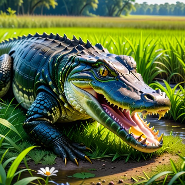 Pic d'un repas d'alligator dans la prairie