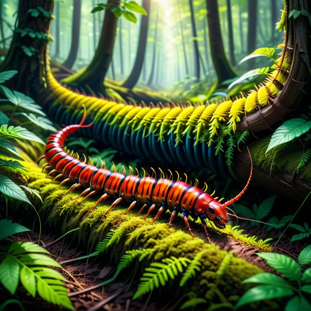 Photo of a resting of a centipede in the forest