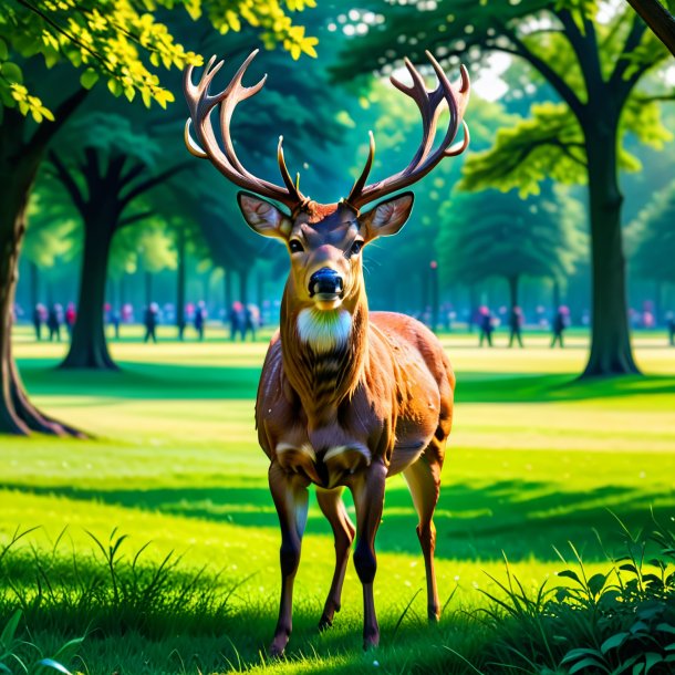 Pic d'une colère d'un cerf dans le parc